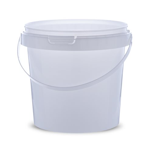 דלי 1 ליטר לבן עם ידית פלסטיק והוכחת פתיחה