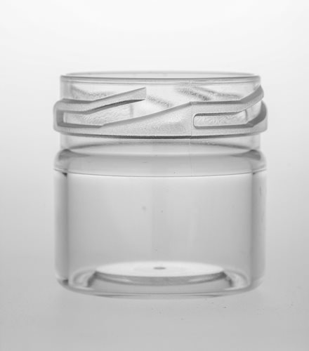 צנצנת דבש קטנה מפלסטיק עם מכסה זהב 30 סמ״ק 38 מ״מ